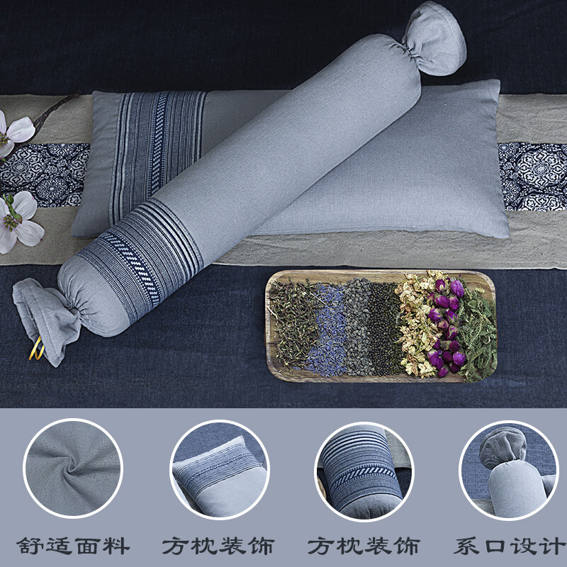 颈椎枕头修复牵引护颈薰衣睡眠枕头圆形荞麦皮糖果枕硬枕芯