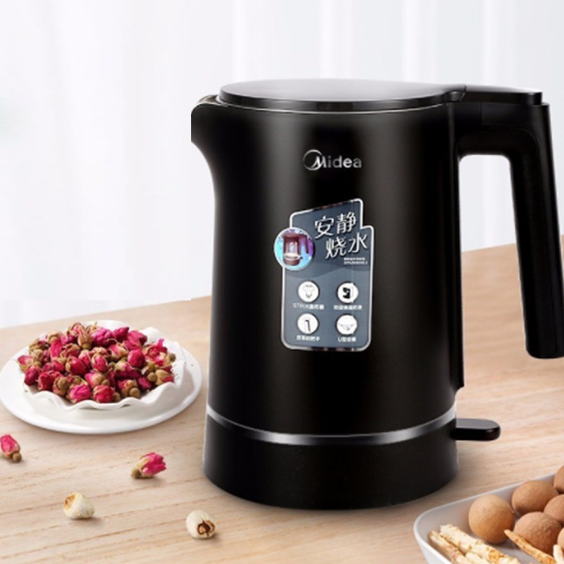 美的(Midea)HJ1517A电热水壶热水壶电水壶1.5L烧水壶304不锈钢(七包服务)