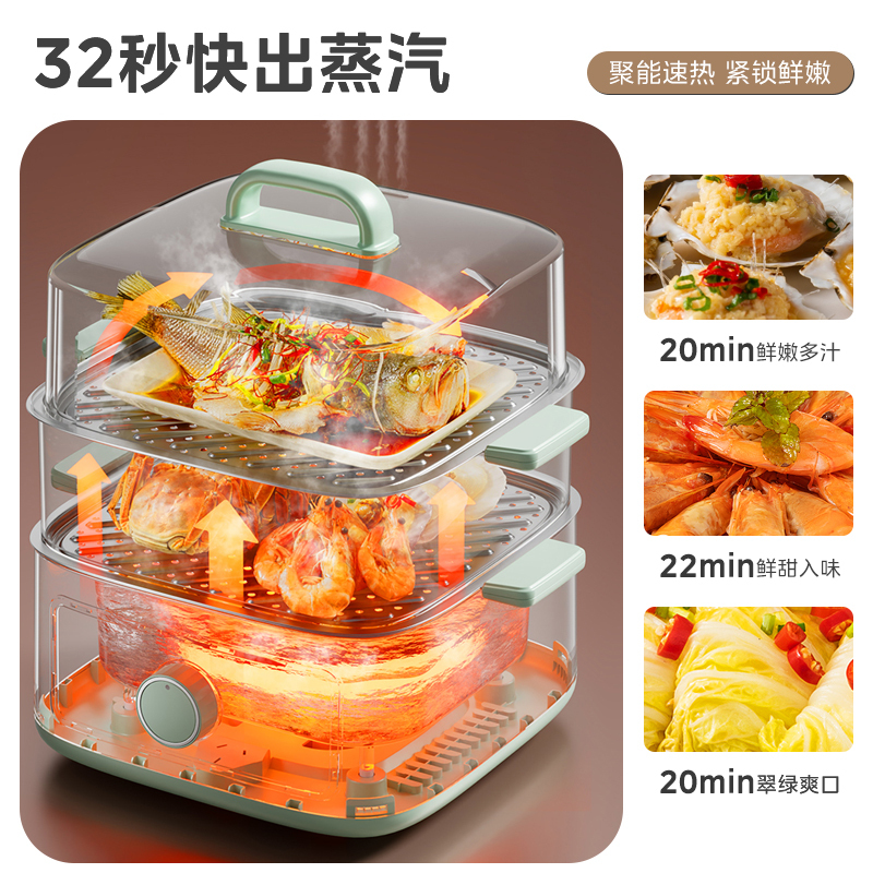 美的电蒸锅多功能家用10.8升大容量多层炖蒸煮一体蒸箱早餐机