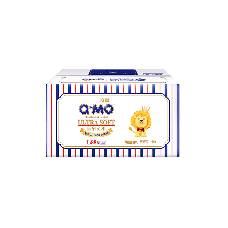 奇莫婴儿纸尿裤皇家至柔干爽绵柔透气尿不湿L88片箱装男女宝通用 尺码可任选图片