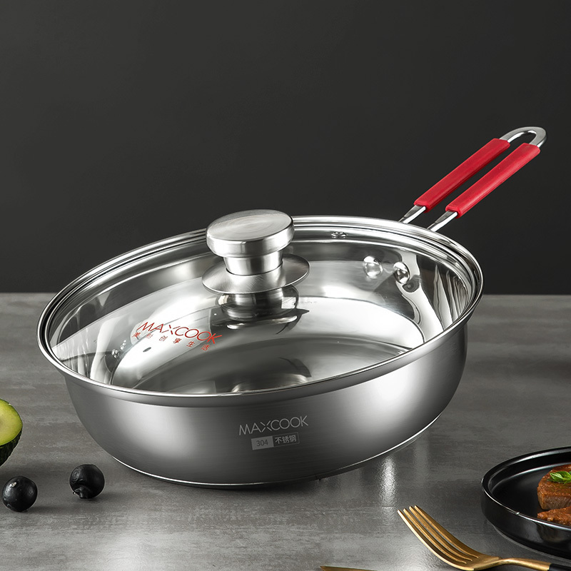 美厨 健康无涂层 304不锈钢 不惧铁铲 悦享通用煎炒多用锅炒锅24cm MCLP-603!