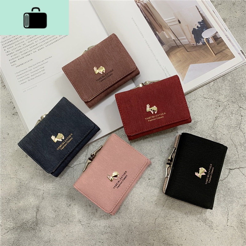 迷你钱包女短款韩版可爱学生折叠小钱夹时尚多功能搭扣卡包零钱包NEWLAKE高清大图