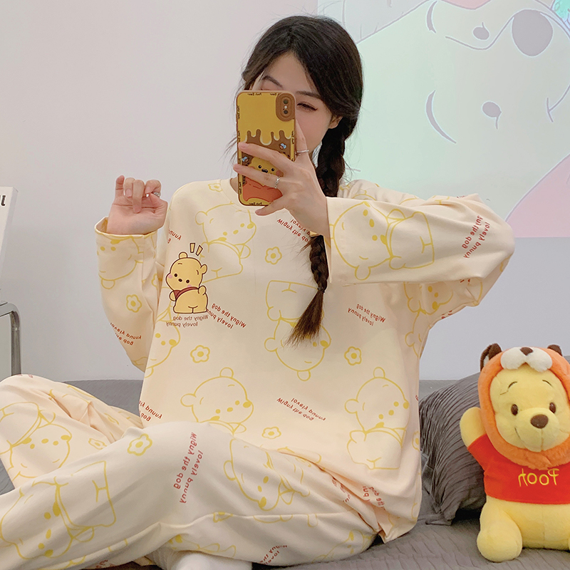 长袖长裤睡衣女春秋款纯棉夏天可爱女款女孩初中生家居服2025新款 XXL QGL-8008