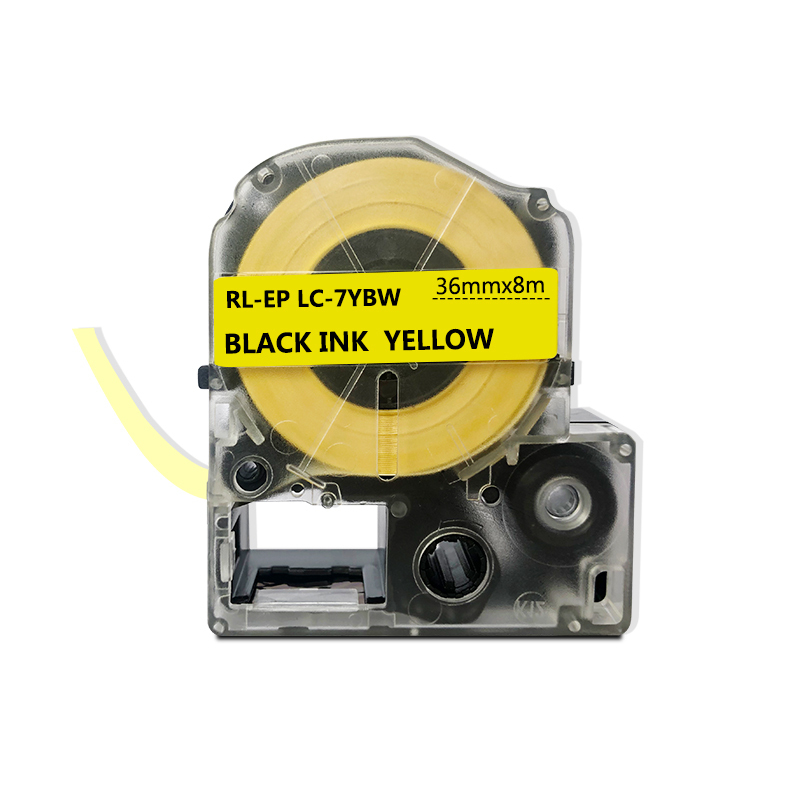 e代经典 36mm黄底黑字标签色带 适用爱普生EPSON LW1000P;锦宫SR900C LK-7YBP