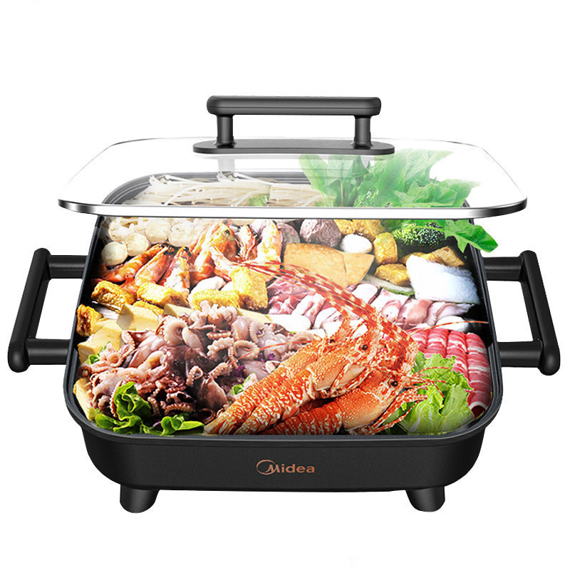 美的 (Midea)电火锅 MC-DY3030Easy101 多功能电热锅涮烤一体锅炒锅 温度调节功能 家用大容量6L