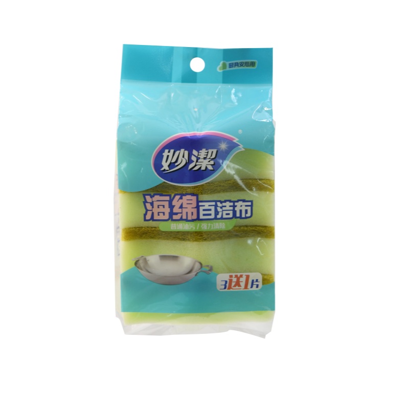 妙洁 C型海绵百洁布 10.3*6.4cm 4片/包高清大图