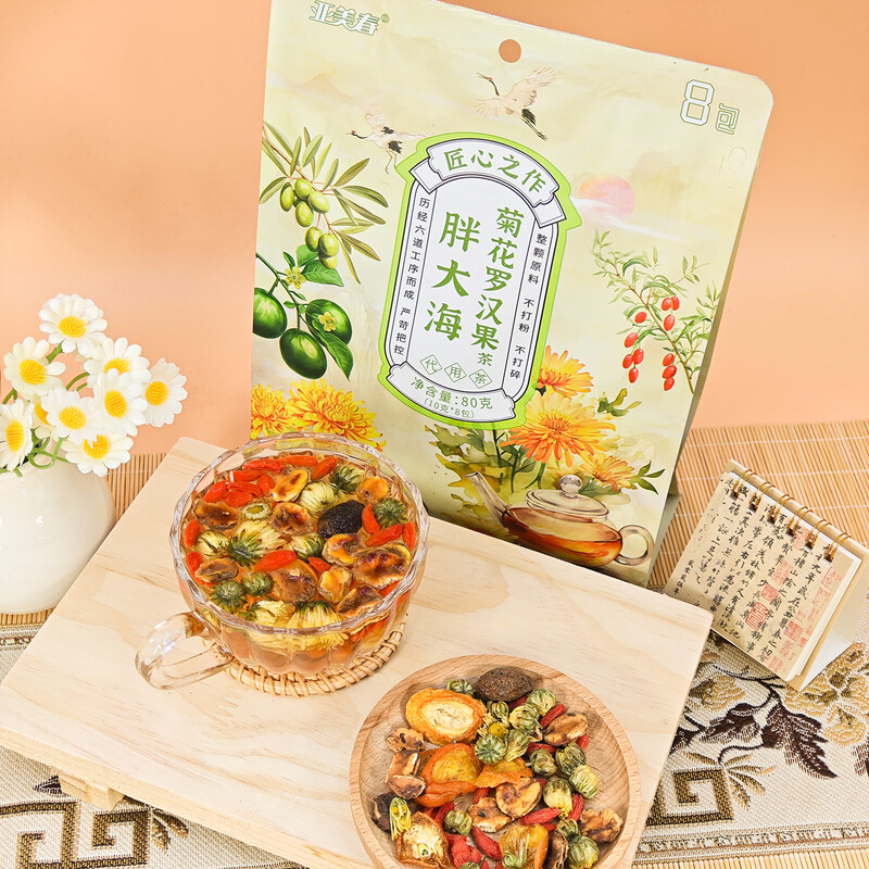 知福胖大海菊花罗汉果茶独立三角包组合花茶高清大图
