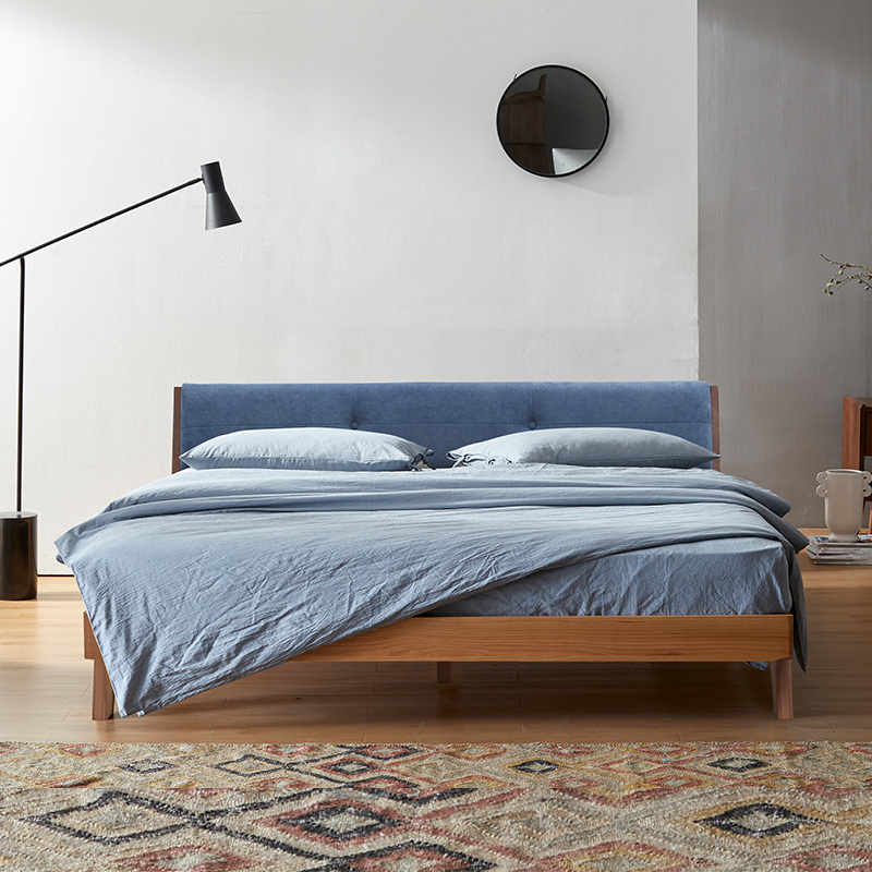 曲美家居北欧实木床现代简约双人木床主卧橡木大床18米软包床