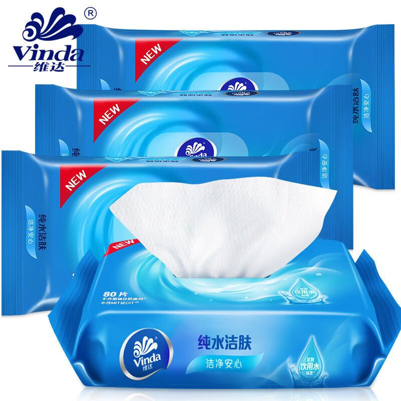 维达纯水湿巾80片*4包高清大图