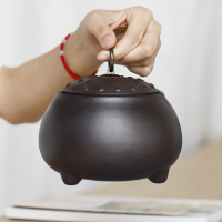 言艺(yanyi) 紫砂茶叶罐中大号家用储物防潮密封茶罐 紫泥年升罐约可装茶叶150g