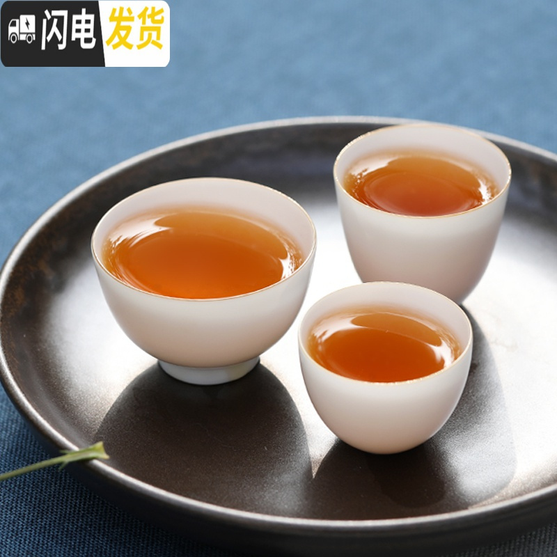 三维工匠纯手工功夫茶杯景德镇薄胎主人杯白瓷茶碗单杯小茶杯品茗杯陶瓷 捧月杯(68)通用器型