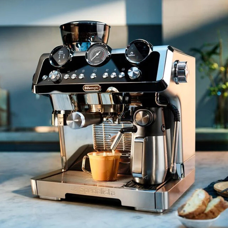 德龙(Delonghi)半自动咖啡机EC9665银骑士家商用半自动咖啡机研磨一体意式自动奶泡系统智能感应研磨压粉