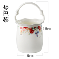 中式骨瓷家用套装厨房餐桌大容量收纳用品筷子筒筷子笼篓沥水花篮 敬平 梦巴黎系列花篮（不含勺子）