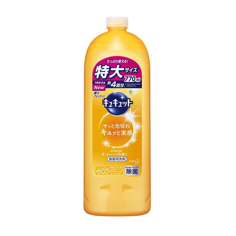 花王(KAO) 果蔬餐具用浓缩洗洁精 770ml（替换装）橘子