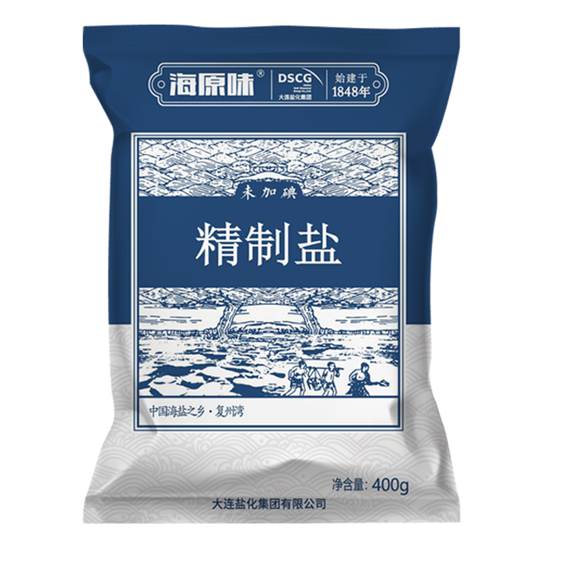 海湾海盐无碘食用盐400g*20袋装家用无碘盐食盐未加碘食用盐不加碘盐