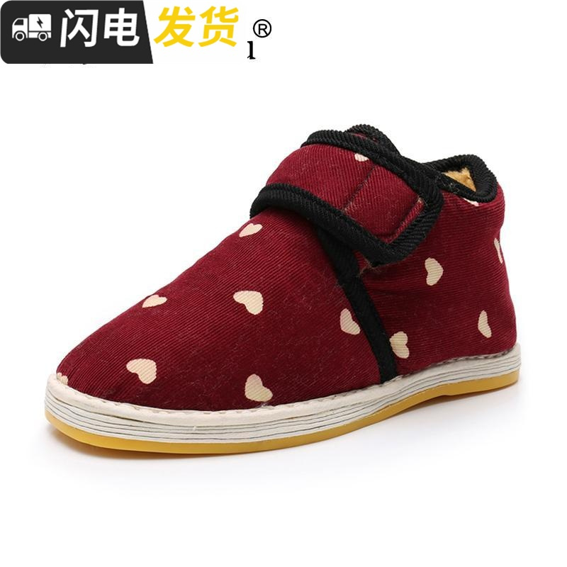 冬天防滑棉鞋女加绒百搭平底休闲居家手工时尚加厚老北京布鞋启如休闲鞋休闲鞋