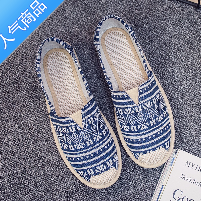 SUNTEK春夏韩版老北京布鞋女春秋软底一脚蹬懒人鞋透气平底单鞋帆布鞋女高清大图