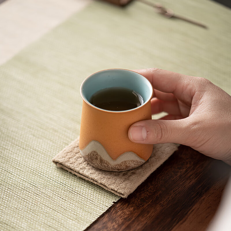 苏氏陶瓷/SUSHI CERAMICS J0808 手绘山水画茶杯三色功夫茶杯主人杯中国风千里江山文创伴手礼礼盒装)高清大图