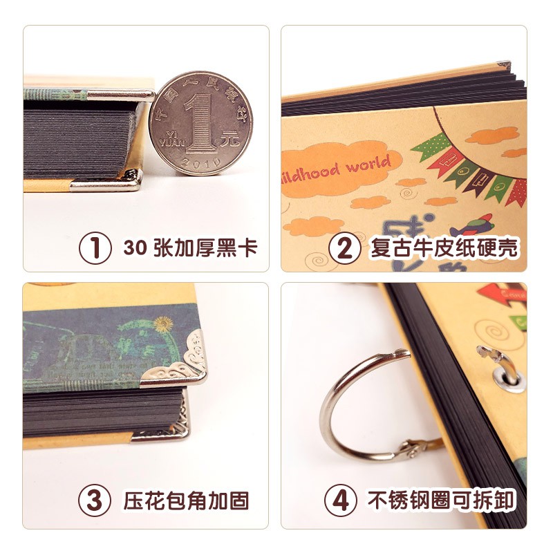 15寸成长相册diy手工粘贴式纪念册自制相册本送手绘配件工具材料 三维工匠 $15寸橘色小象高清大图