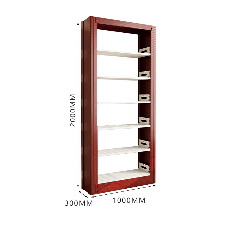 臻远ZY4072626 钢制书架红色资料架 单面6层一列一组 1000*300*2000mm高清大图
