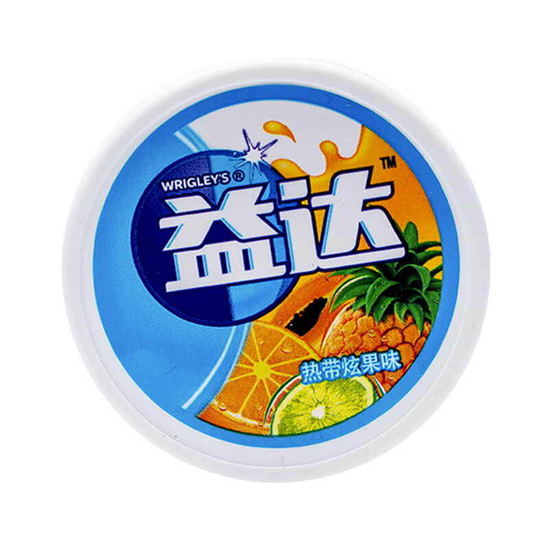 益达木糖醇无糖口香糖热带炫果味瓶装40粒约56g