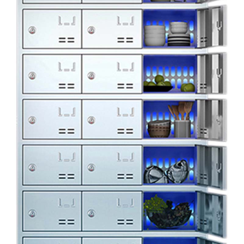 汉诺鑫威不锈钢员工食堂消毒碗柜餐厅紫外线高温餐盘餐具柜多格饭盒储物柜24门碗柜 紫外线消毒高清大图