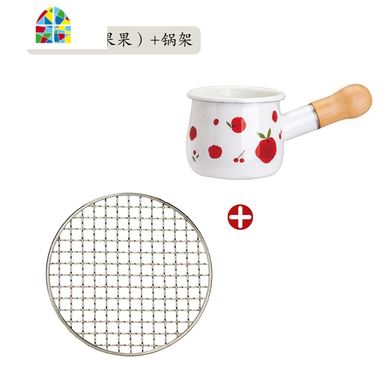 森林迷你奶锅10cm家用小奶锅电磁炉搪瓷酱料锅辅食热奶 FENGHOU [煤气灶推荐套装]红果果2件套热卖锅架套装!高清大图