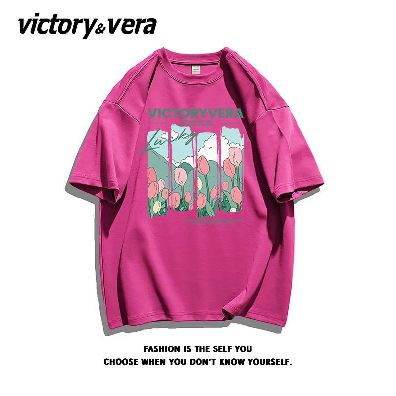 VICTORYVERA郁金香短袖盐系清新T恤女夏季ins纯棉宽松半袖上衣服