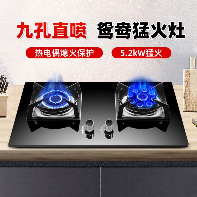 欢呼好太太燃气灶嵌入式煤气灶家用台式双眼灶灶具灶台炉具煤气炉鸳鸯九腔大火力节能灶天然气灶A199-2图片