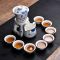 10头哥窑古壶绿色 特价玲珑陶瓷功夫茶具茶杯子套装家用茶盘泡茶壶简约冲茶器整套
