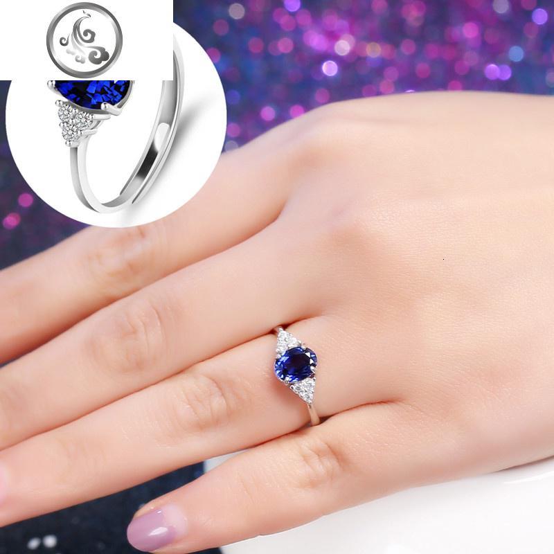s925纯银蓝宝石戒指女款红水晶戒指开口时尚情人节七夕_672 红宝石开口款可调节大小）