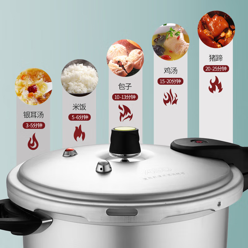 爱仕达 六保险T型带蒸格铝压力锅[明火燃气专用] YL26T4D 个高清大图
