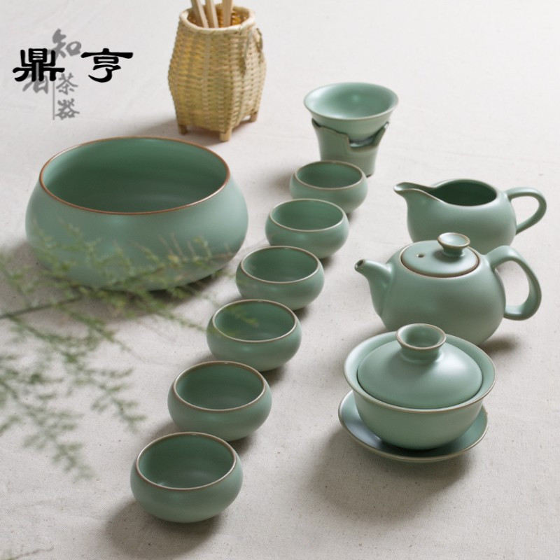 鼎亨汝窑功夫茶具套装 汝瓷紫砂冰裂茶杯开片陶瓷礼品整套送礼