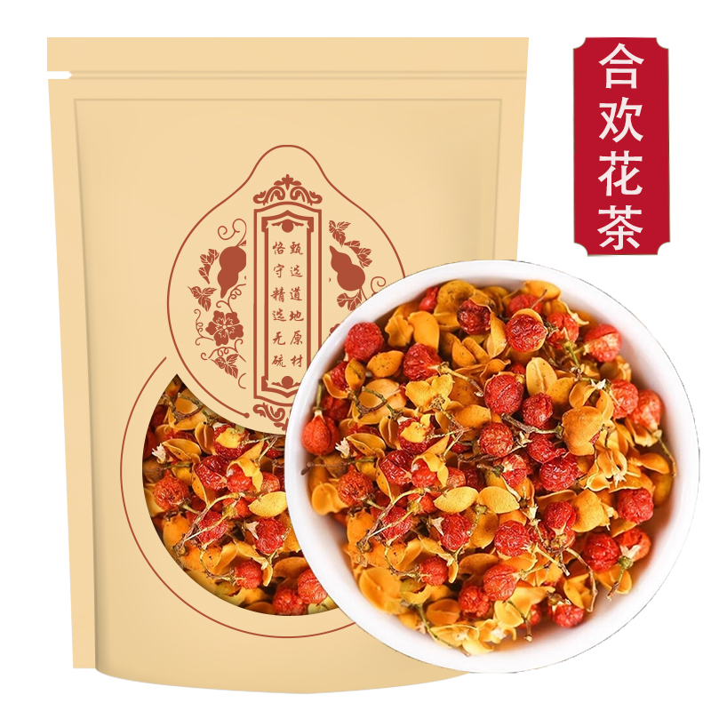 合欢花茶250g正品合欢花茶合欢花干花泡茶夜交藤酸枣仁泡水喝高清大图