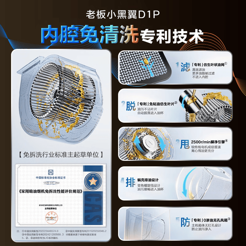 老板(Robam)老板[推荐D1H]小黑翼D1P排抽吸油烟机 27风量顶侧双吸 家用上门安装 一级能效油烟机高清大图