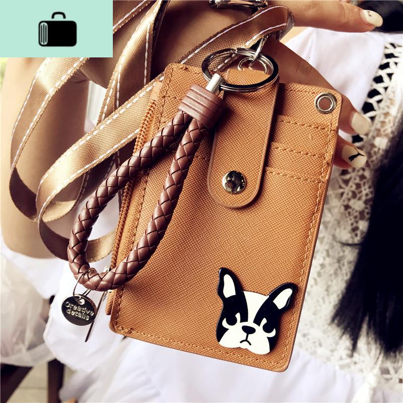 大容量卡包钱包一体包男女卡套钥匙扣禁带挂绳创意地铁交通NEW LAKE 咖五位贴斗牛犬+咖+咖绳