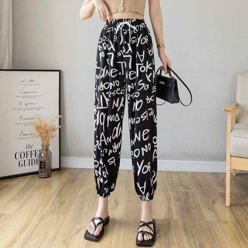 真维斯冰丝速干运动裤子女夏季薄款2022新款宽松显瘦哈伦休闲潮流