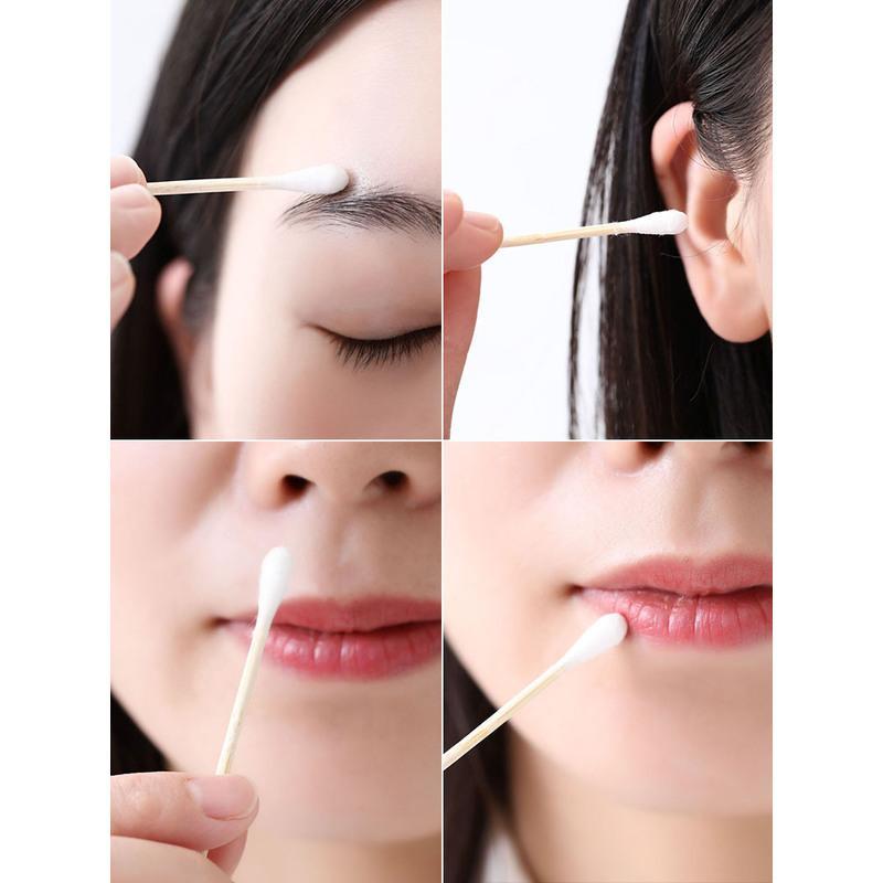 双头竹棒棉签500支盒装清洁化妆用棉棒家用掏耳朵卸妆卫生棉花棒