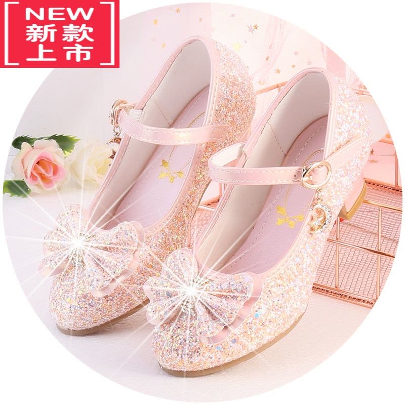 可莉允公主女童皮鞋学生2022新款百搭小女孩白色礼服走秀婚礼儿童高跟鞋运动休闲鞋图片