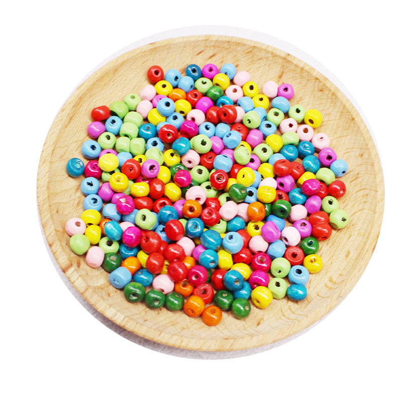 彩色小木珠子圆珠混色 装饰手链diy材料手链编织环境幼儿园手工_鱼