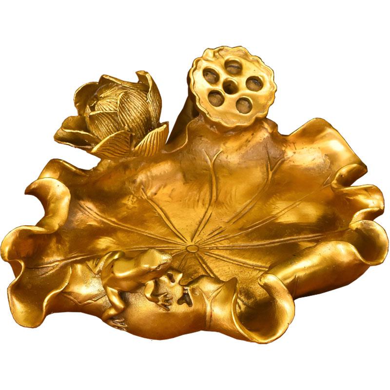 家柏饰(CORATED)铜荷叶莲蓬烟灰缸摆件 创意办公室书房装饰品商务礼品高清大图
