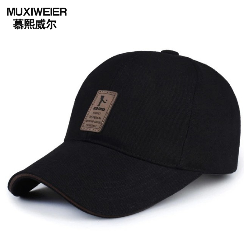 慕熙威尔帽子男冬季韩版运动棒球帽潮休闲百搭太阳帽防晒户外登山遮阳鸭舌帽女2019新品 黑色棕边