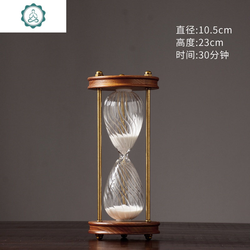 现代轻奢沙漏计时器办公室个性摆件北欧客厅办公桌创意家居装饰品 封后 棕色低木低款30分钟(直径10.5高23cm)