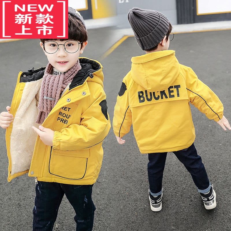 可莉允男童加绒外套秋冬装加厚小童洋气冬季儿童棉服风衣宝宝冬款薄棉衣图片