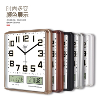 康巴丝(Compas)客厅挂钟卧室电子钟表创意 个性时尚日历时钟石英钟家用 14英寸(直径35.5厘米) 橡木色 普通