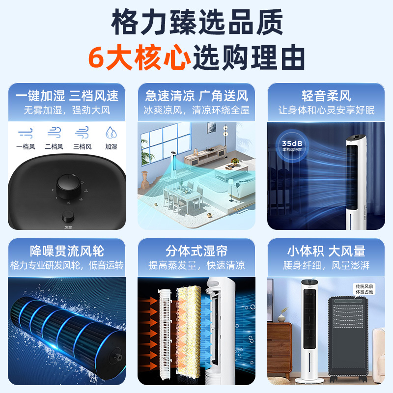 格力(GREE)冷风扇KS-04X60g家用水冷塔扇客厅卧室节能制冷小空调扇办公移动省电加湿单冷风扇高清大图