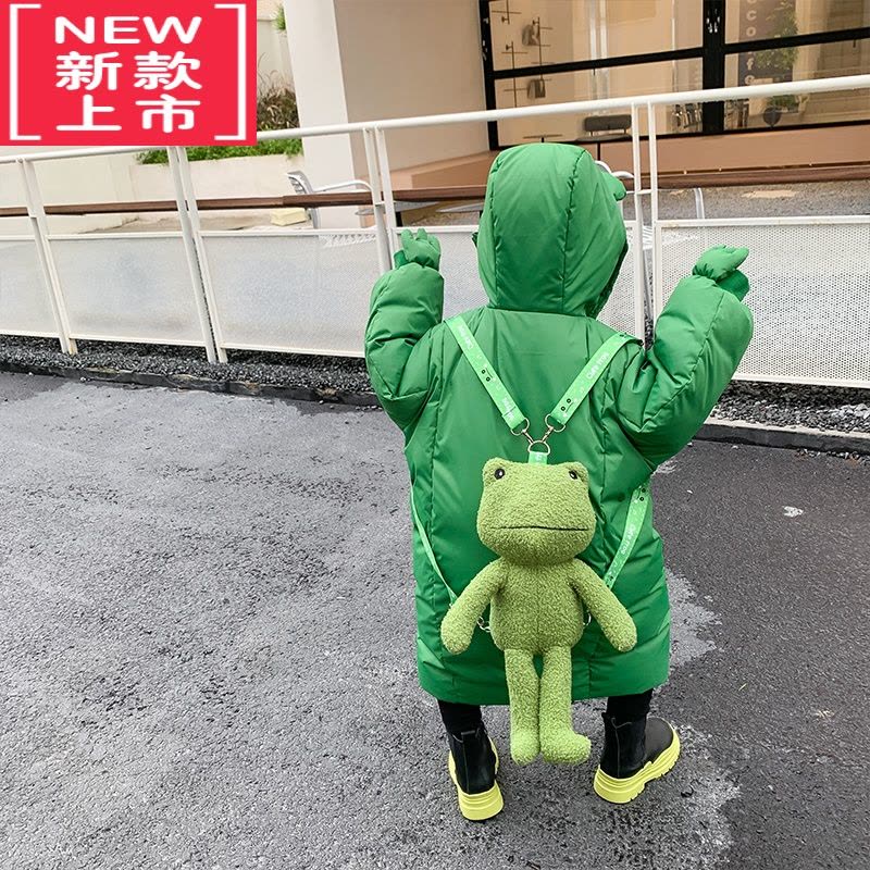 可莉允儿童棉服2022冬款韩版女童加厚卡通青蛙羽绒服棉衣男童长款外套潮图片