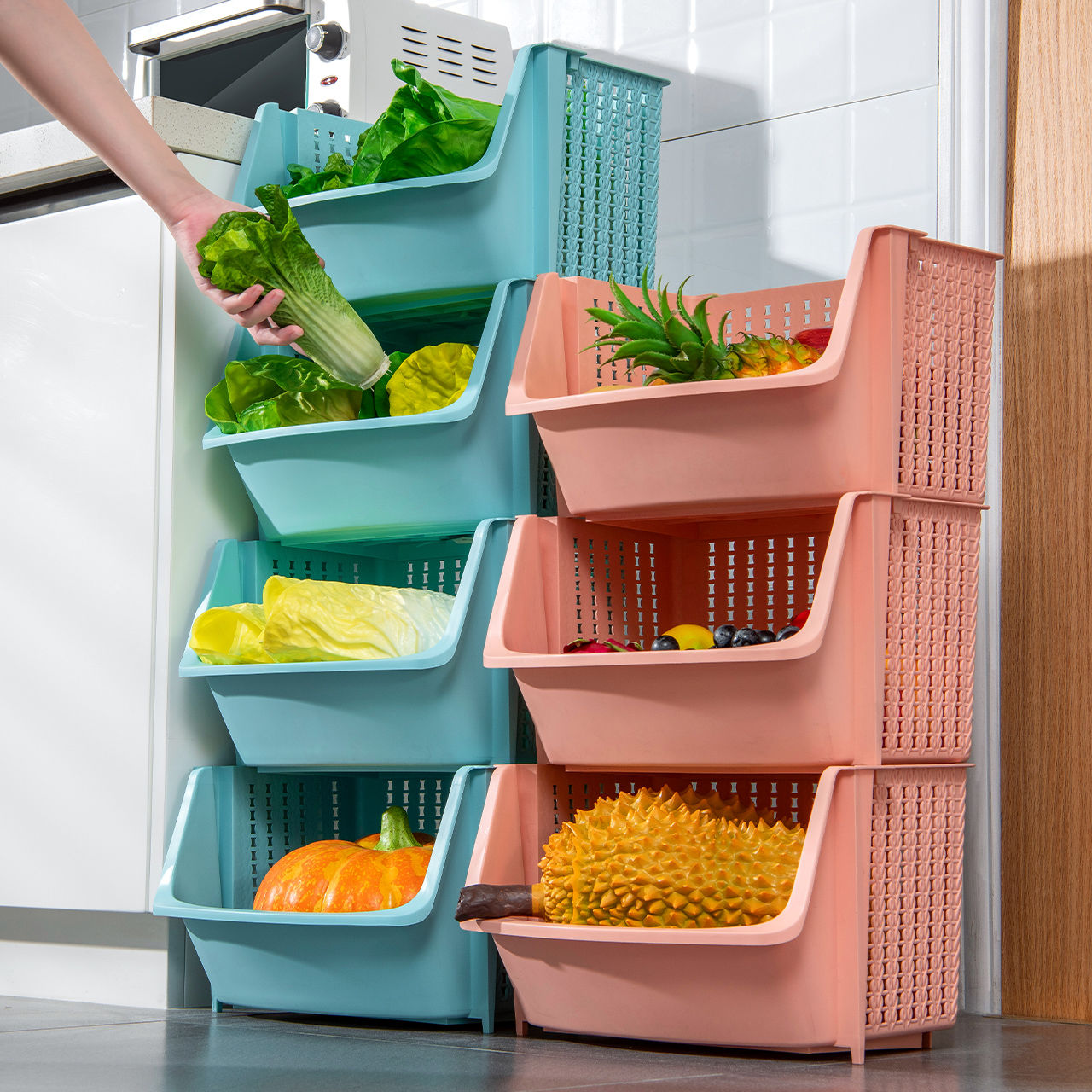 厨房置物架落地多层蔬菜收纳筐篮子菜架子家用品放菜储物架收纳架