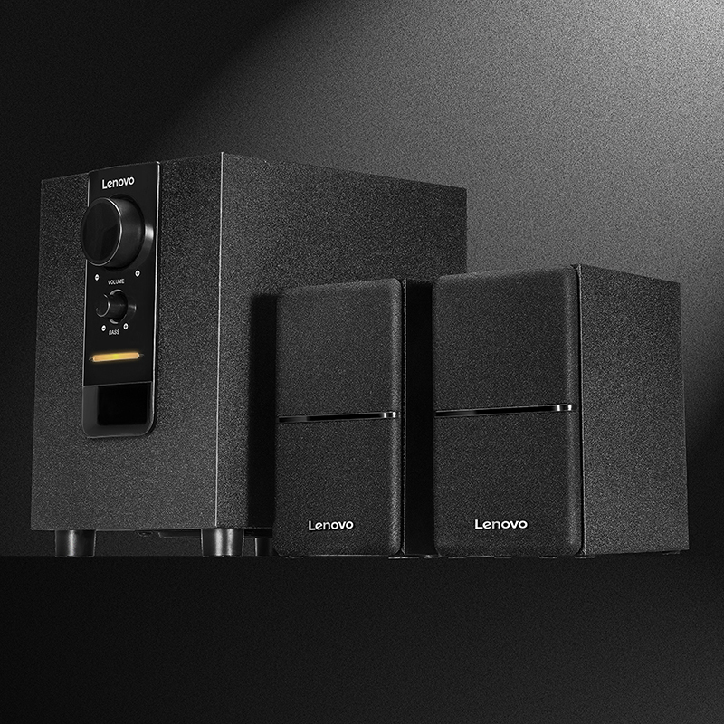 联想(Lenovo) 1630桌面2.1有源音箱多媒体音响 台式机笔记本电脑音箱木质低音炮 黑色