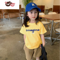 绿彩虹光辰辰妈女童短袖t恤2022夏季洋气短袖卡通上衣百搭儿童体恤衫T恤